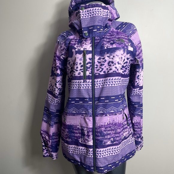 the north face purple pattern hooded ski coat winter jacket size medium - Picture 10 of 10
